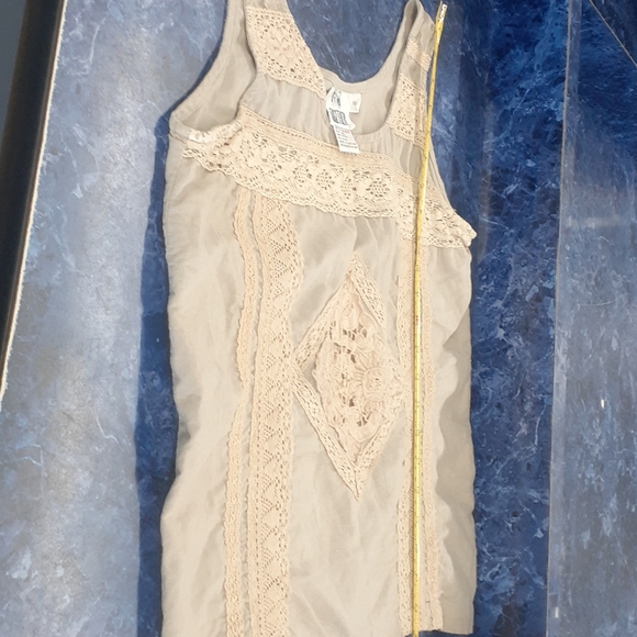 TOGETHER Tan Nude Sleeveless Blouse Lace trim 10 - Picture 8 of 9